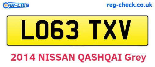 LO63TXV are the vehicle registration plates.