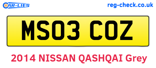 MS03COZ are the vehicle registration plates.