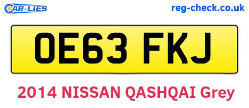 OE63FKJ are the vehicle registration plates.