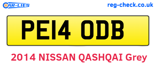 PE14ODB are the vehicle registration plates.