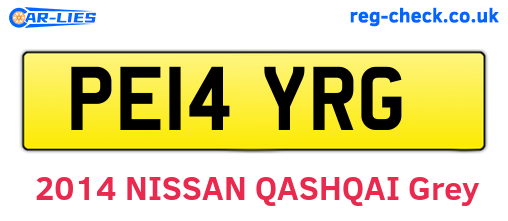 PE14YRG are the vehicle registration plates.