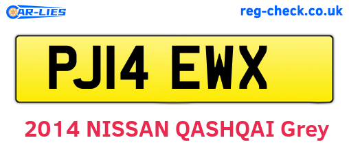 PJ14EWX are the vehicle registration plates.