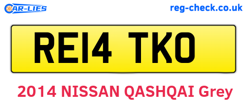 RE14TKO are the vehicle registration plates.