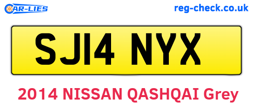 SJ14NYX are the vehicle registration plates.