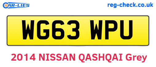 WG63WPU are the vehicle registration plates.