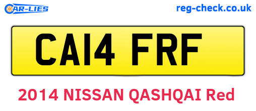 CA14FRF are the vehicle registration plates.