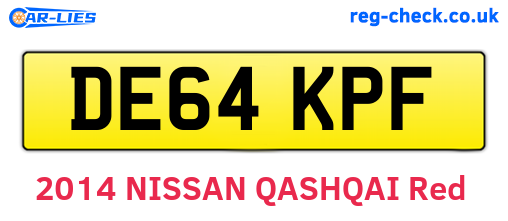 DE64KPF are the vehicle registration plates.