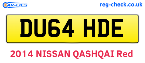 DU64HDE are the vehicle registration plates.