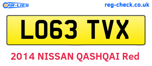 LO63TVX are the vehicle registration plates.
