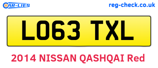 LO63TXL are the vehicle registration plates.