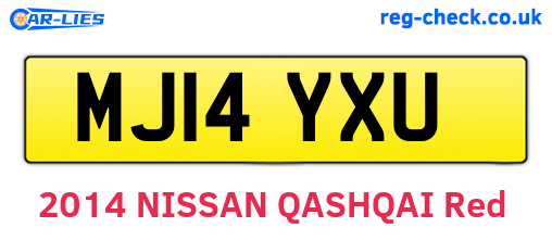 MJ14YXU are the vehicle registration plates.