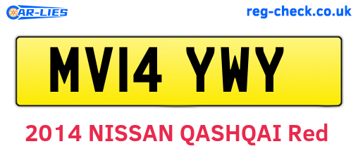 MV14YWY are the vehicle registration plates.