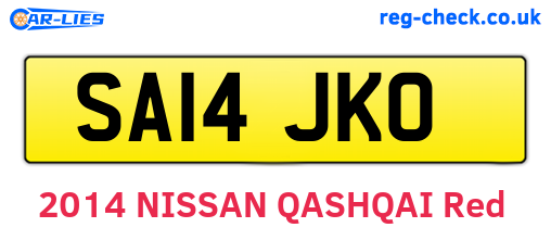 SA14JKO are the vehicle registration plates.