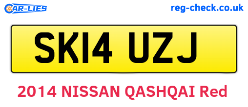SK14UZJ are the vehicle registration plates.