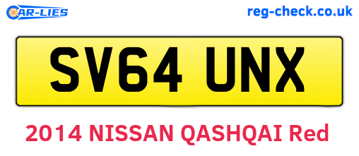 SV64UNX are the vehicle registration plates.
