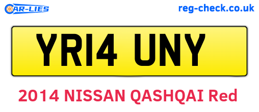 YR14UNY are the vehicle registration plates.