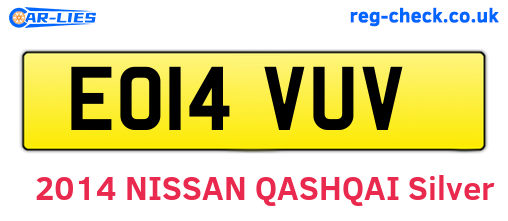 EO14VUV are the vehicle registration plates.