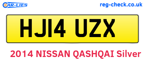 HJ14UZX are the vehicle registration plates.