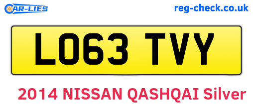LO63TVY are the vehicle registration plates.
