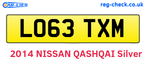 LO63TXM are the vehicle registration plates.