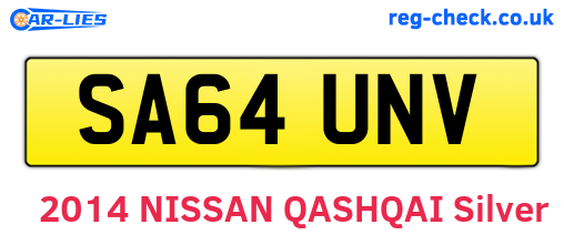 SA64UNV are the vehicle registration plates.