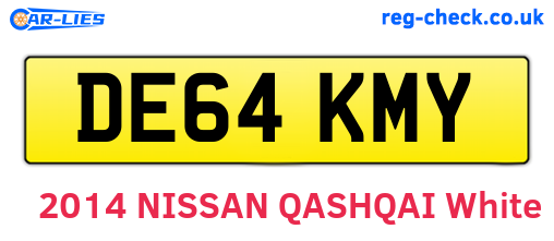DE64KMY are the vehicle registration plates.