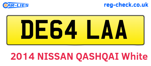 DE64LAA are the vehicle registration plates.