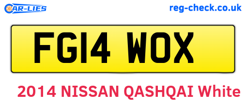FG14WOX are the vehicle registration plates.