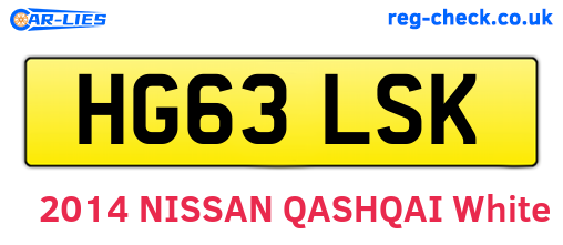 HG63LSK are the vehicle registration plates.