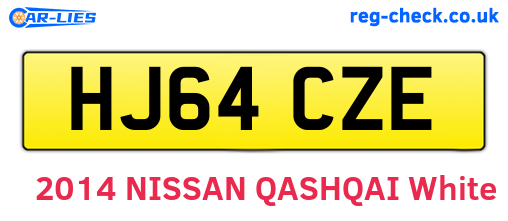 HJ64CZE are the vehicle registration plates.