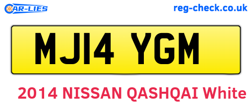 MJ14YGM are the vehicle registration plates.