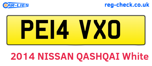 PE14VXO are the vehicle registration plates.