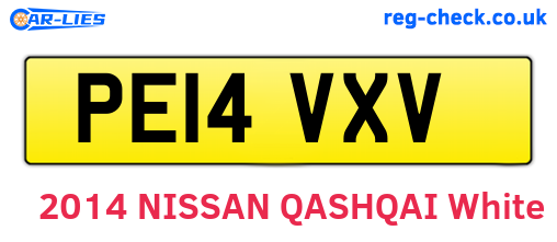 PE14VXV are the vehicle registration plates.