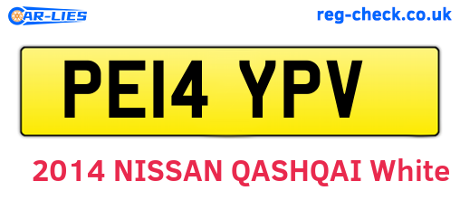 PE14YPV are the vehicle registration plates.