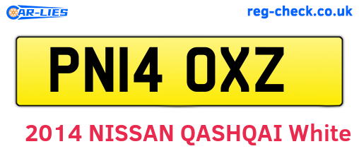 PN14OXZ are the vehicle registration plates.