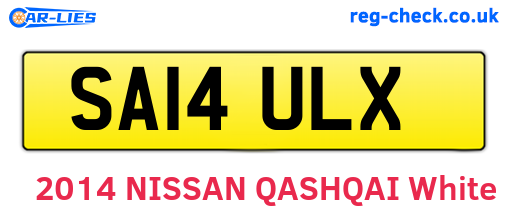 SA14ULX are the vehicle registration plates.