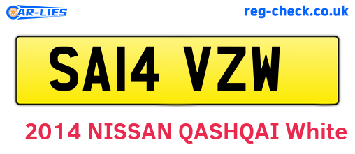 SA14VZW are the vehicle registration plates.