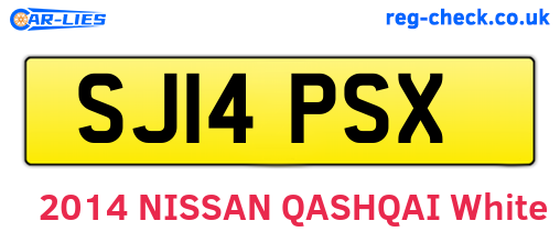 SJ14PSX are the vehicle registration plates.