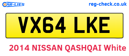 VX64LKE are the vehicle registration plates.