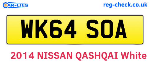 WK64SOA are the vehicle registration plates.