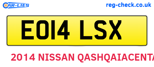 EO14LSX are the vehicle registration plates.