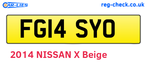 FG14SYO are the vehicle registration plates.