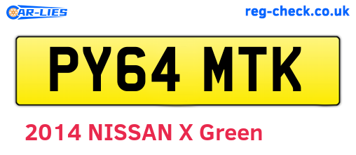 PY64MTK are the vehicle registration plates.