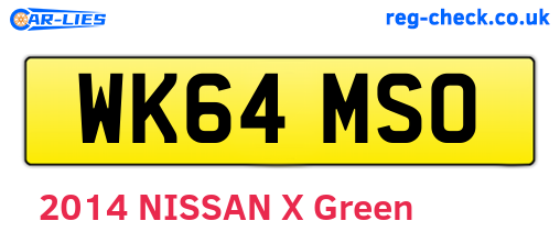 WK64MSO are the vehicle registration plates.