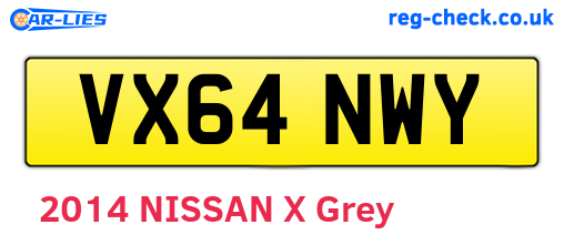 VX64NWY are the vehicle registration plates.