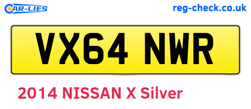 VX64NWR are the vehicle registration plates.