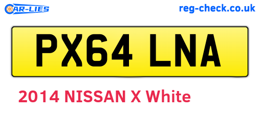 PX64LNA are the vehicle registration plates.