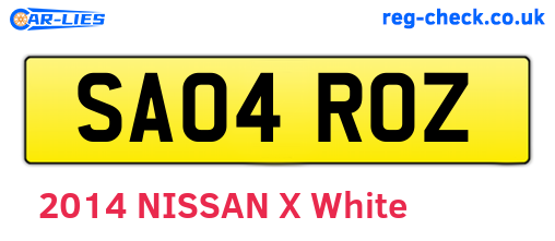 SA04ROZ are the vehicle registration plates.