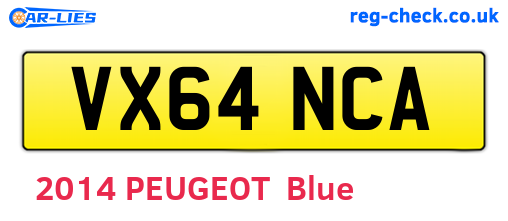 VX64NCA are the vehicle registration plates.