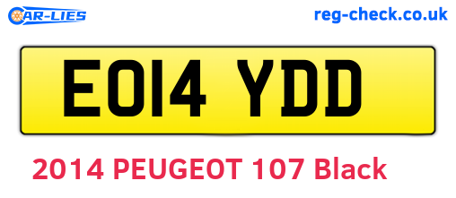 EO14YDD are the vehicle registration plates.